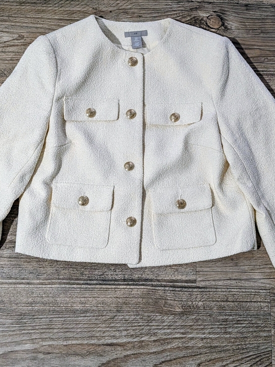 H&M Jackets & Blazers - H&M Ivory Bouclé Jacket with Gold Buttons